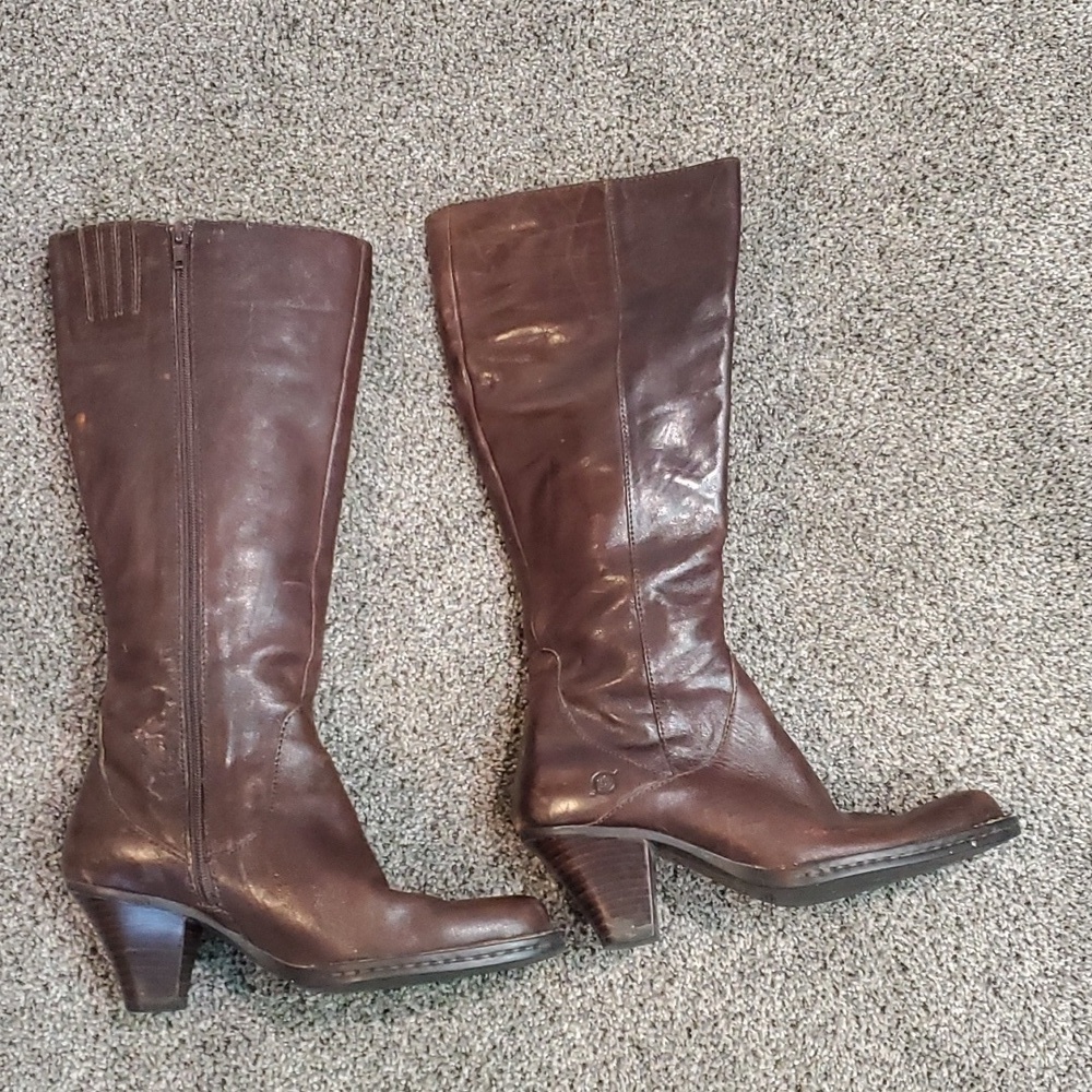 Born Women Leather Tall Heels Boots shoes s 6 - Picture 7 of 13